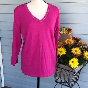 RAFAELLA EMBELLISHED 3/4 SLEEVE TOP SIZE SMALL NEW